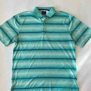 Greg Norman polo turquoise with blue strips small
